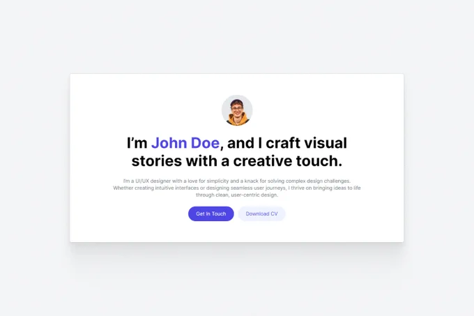 Portfolio Hero with Avatar