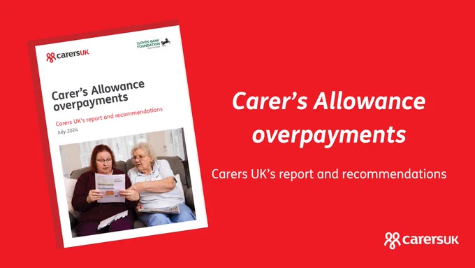 Cover of the Carer's Allowance overpayments report. 