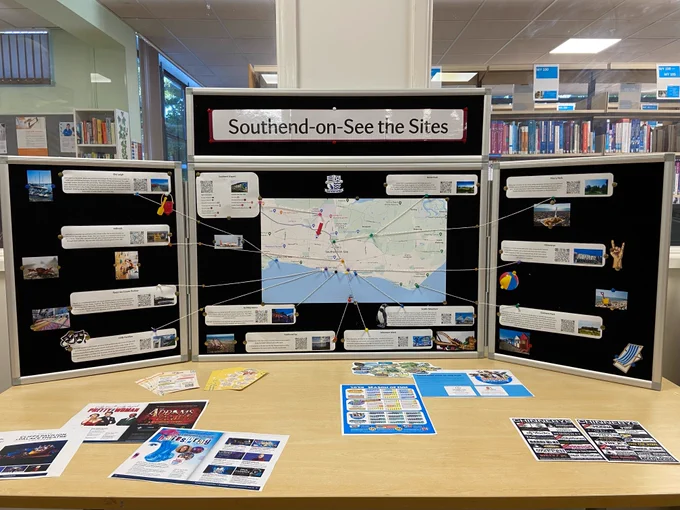 Display showing some key locations to visit in Southend.