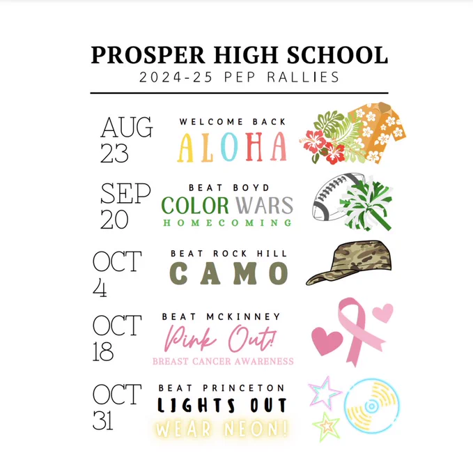 Pep Rally Schedule