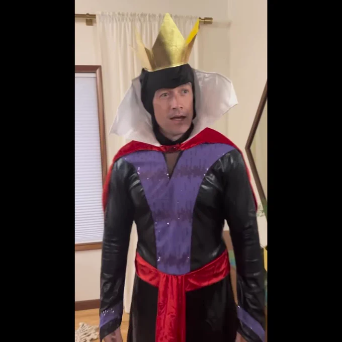 Robert Buckley is dressed as the Evil Queen from Disney's Snow White and the Seven Dwarfs.