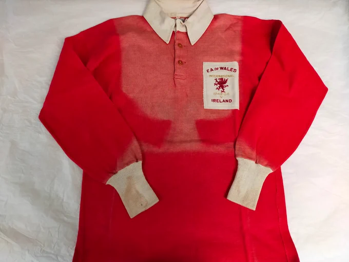 John Charles debut shirt for Wales v Ireland 1950, credit Wrexham Museum