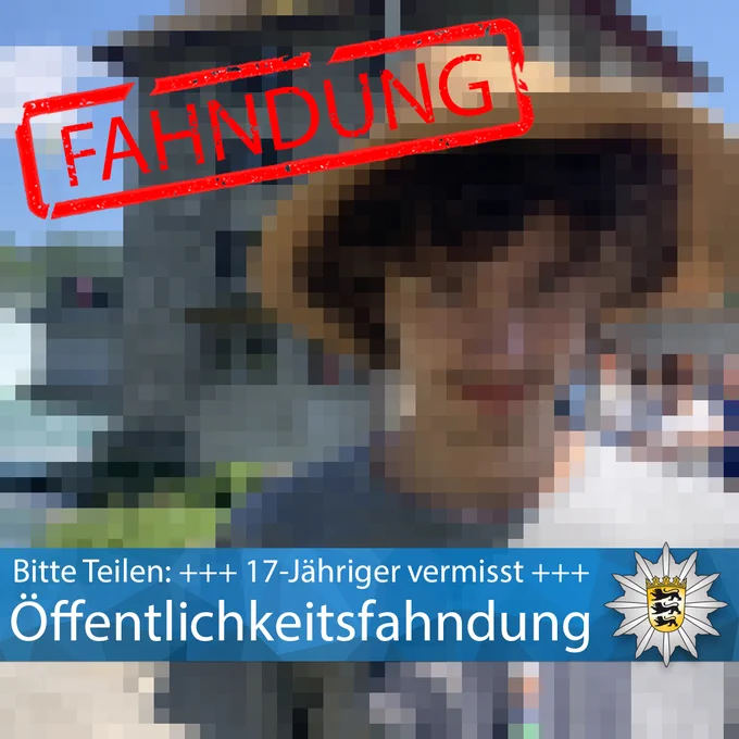 Verpixeltes Originalbild des Vermissten.
