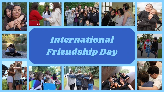 International Friendship Day: Photos of YouthWriters hugging, smiling, and playing together at summer camp, Write 2 Film, and Spoken Word Youth Choir. 