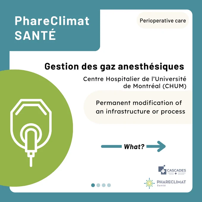Gestion des gaz anesthésiques. Centre Hospitalier de l’Université de Montréal (CHUM). Permanent modification of an infrastructure or process