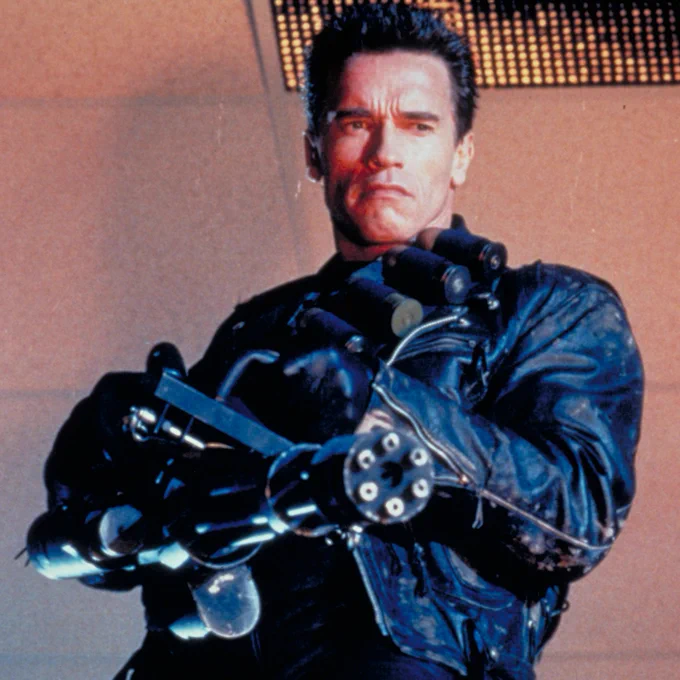 Arnold Schwarzenegger in Terminator 2: Judgment Day. 