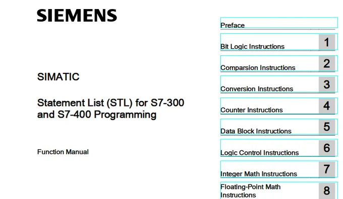 screenshot of the cover page of the Siemens SIMATIC Statement List for S7-300 and S7-400 Programming—Function Manual