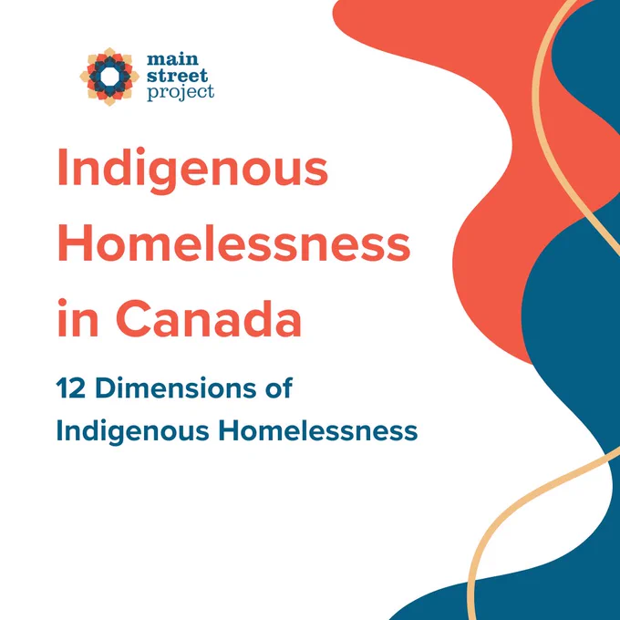 Image with text that reads "Indigenous Homelessness in Canada - 12 Dimensions of Indigenous Homelessness"