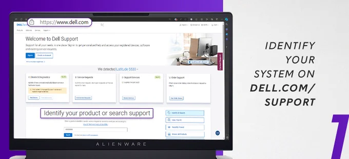 Image Description
Step 1:
Identify your system on Dell.com/Support website