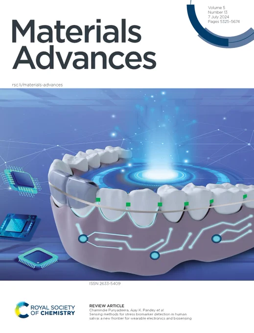 on purple background, a futuristic rendition of a bottom row of teeth containing electronic chips and wires is shown beside three blue chips