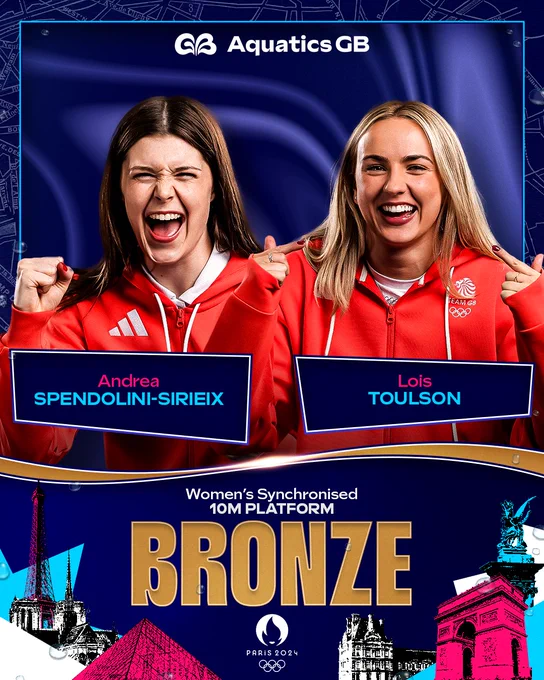 Lois Toulson and Andrea Spendolini-Sirieix, Bronze medallists in the Women's 10m Synchro.