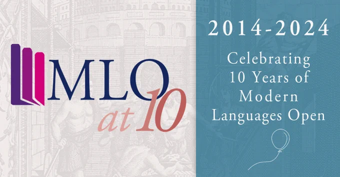 MLO at 10 logo with a blue side banner celebrating the anniversary 2014-2024. 
