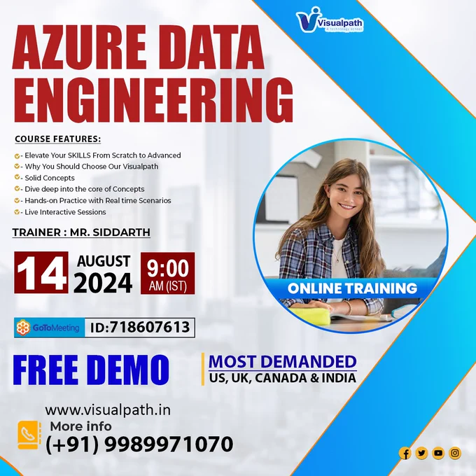 👉Join Now: https://bit.ly/3yFW8yz
👉Attend Online #FreeDemo On #AzureDataEngineering by Mr. Siddharth .
📅Demo on: 14th AUGUST, 2024 @ 9:00AM (IST).
📲Contact us:  91 9989971070.
👉WhatsApp: https://www.whatsapp.com/catalog/919989971070
👉Blog link: https://visualpathblogs.com/
🌐Visit: https://visualpath.in/azure-data-engineer-online-training.html
 
#azuredataengineer #visualpathedu #learning #TechEducation #online #training #students #softwaredevelopment #trainingcourse #handsonlearning #DataFactory #DataBricks #DataLake #SynapseAnalytics #ApacheSpark #synapse #ITSkills #ade #Azure #RealTimeProjects #students #career #ADE #clouds #trendingcourses