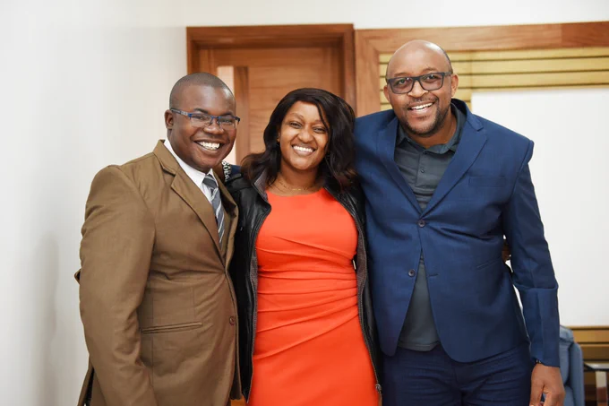 Silvano Inyangala, Louisa Wanjiru and Daniel Kung'u posing for a photo.