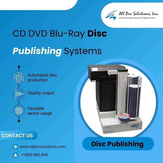 Enhance media distribution with our high-performance CD DVD Blu-Ray Disc Publishing Systems. Automate your disc production for high-quality output.