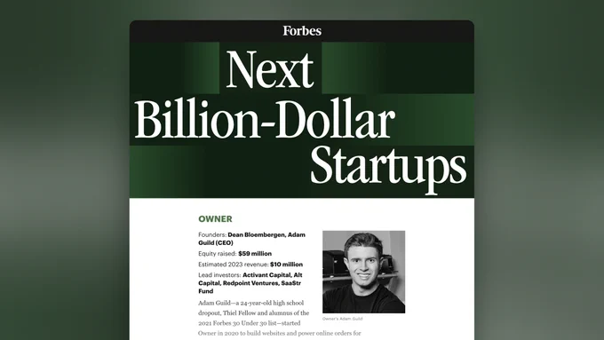 Owner on the Forbes Next Billion-Dollar Startups 2024 list