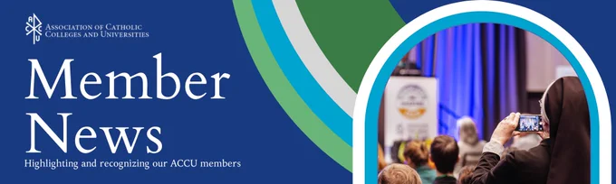 ACCU Member News: Highlighting and recognizing our ACCU members Image: ACCU member taking photo for social media post at Annual Meeting along with text above.