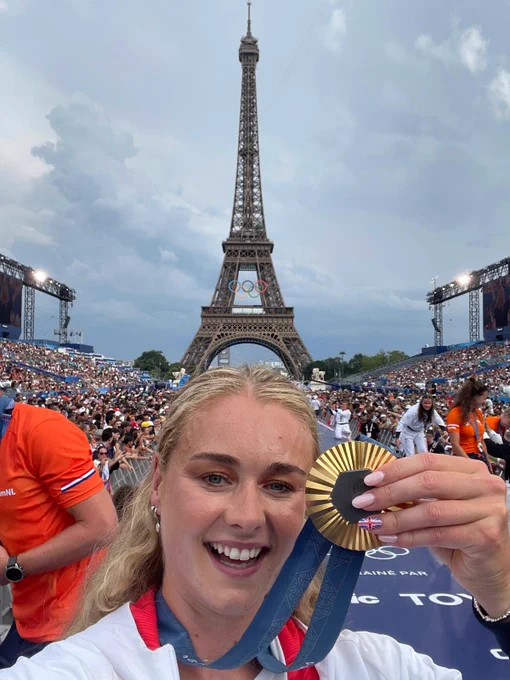 Coleraine’s Hannah Scott pictured at the 2024 Paris Olympics holding her Gold Medal