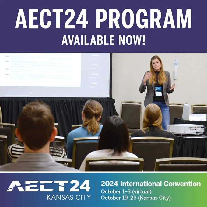 AECT24 Program Available Now!
AECT24 Kansas City - 2024 International Convention
October 1–3 (virtual) / October 19–23 (Kansas City)