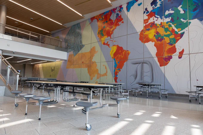 The cafeteria at the new Doherty Memorial High School.