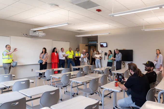 A classroom at the new Doherty Memorial High School.