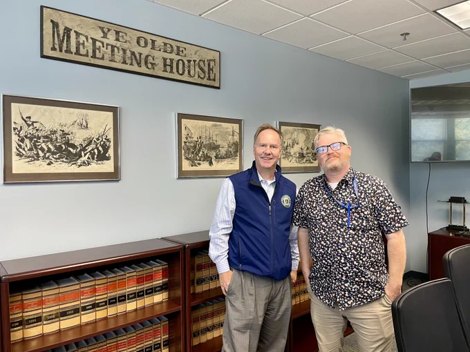 Photo of Secretary Jason Snyder with Mashpee IT Director Curt Curry