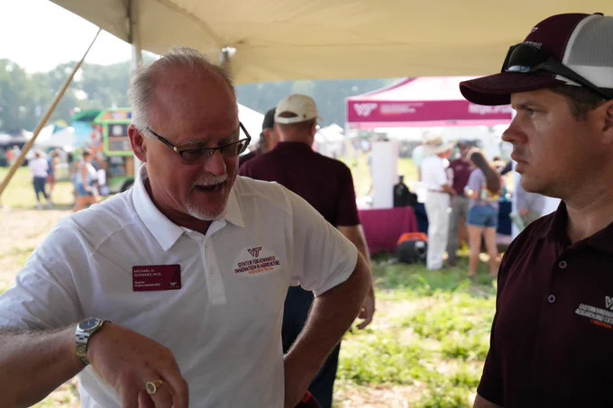 Virginia Seafood AREC Director Michael Schwarz at the Virginia Ag Expo on August 1.