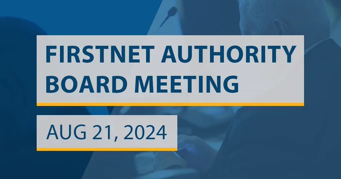 Board member using mobile device, "FirstNet Authority board meeting, August 21, 2024"