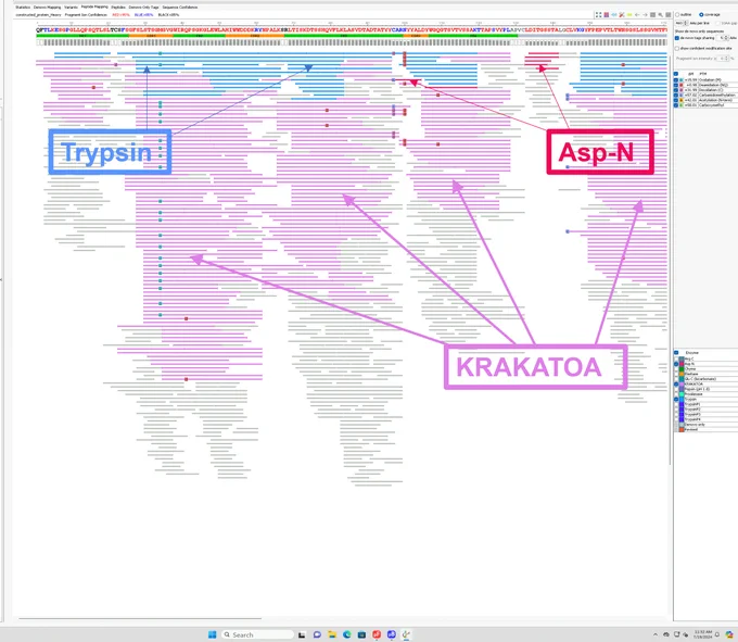Example Peptide Mapping View from PEAKS AB software for de novo sequencing