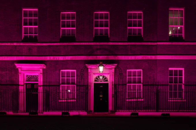 Downing Street lights up pink