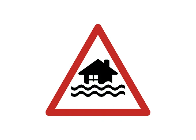 Graphic of a home with rising water indicating flooding