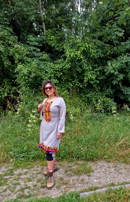 A woman standing in the Chilterns. 