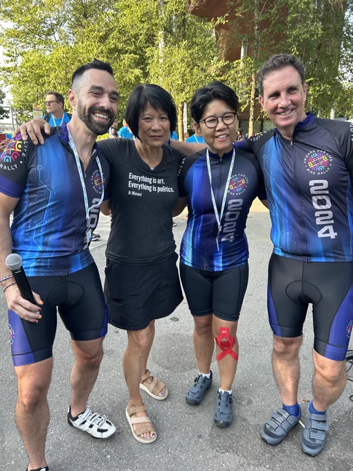 Mayor Olivia Chow with Friends for Life Bike Rally organizers and MPP Kristyn Wong-Tam.