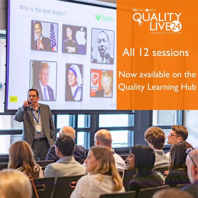 All 12 Quality Live sessions 

Now available on the Quality Learning Hub