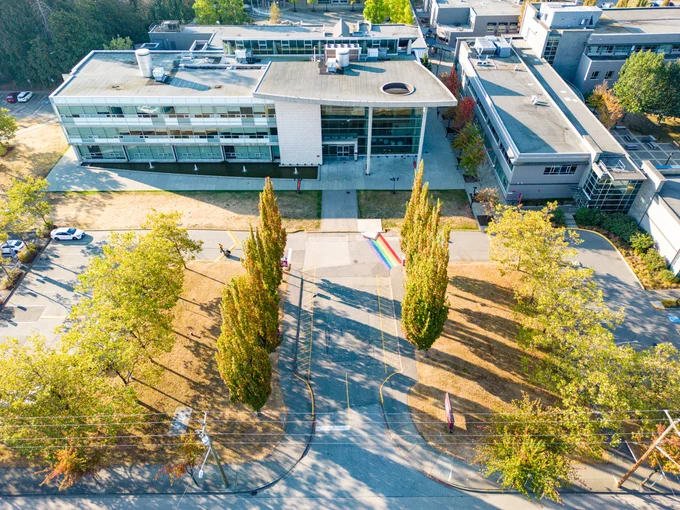 Aerial view of KPU's Surrey campus. 