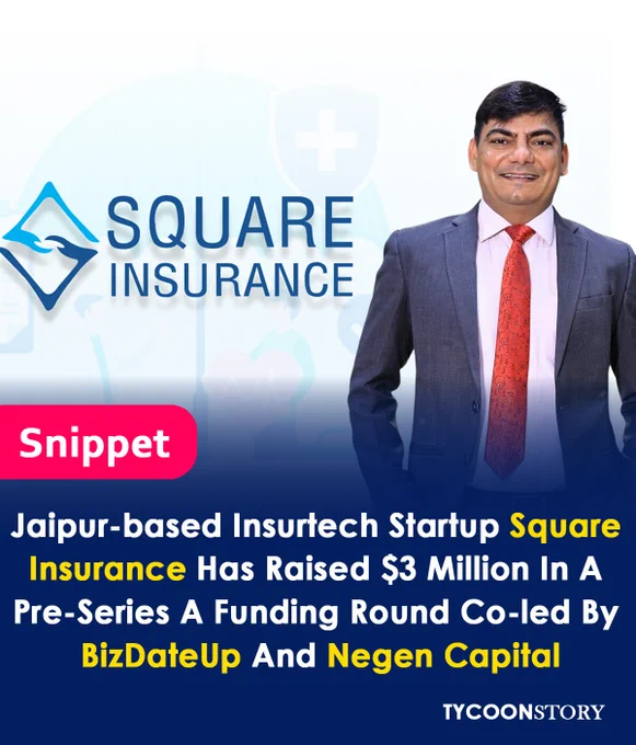 Square Insurance, an insurtech startup based in India, has successfully raised $3 million in a Pre-Series A funding round