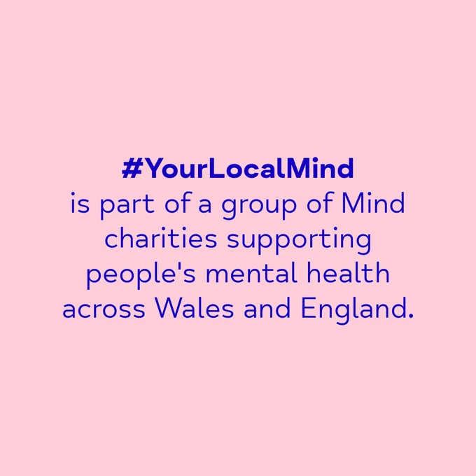Graphic carousel. Text says, Your local Mind is part of a group of charities supporting mental health across England and Wales 