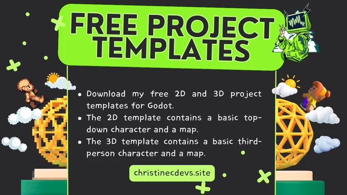 I have created templates for my Godot 2D and 3D projects on YouTube and KoFi. These templates are designed for prototyping and developing systems in Godot. They make it easier for us because we no longer have to build everything from scratch! 😊