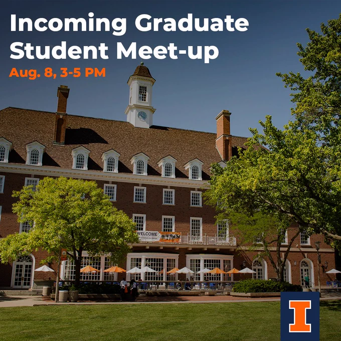 A sunny day at Anniversary Plaza. Incoming Graduate Student Meet-up: August 8 from 3 to 5 PM.