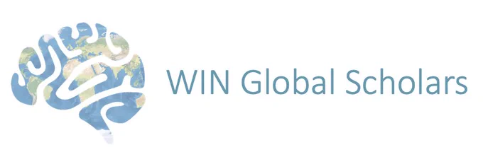Logo - brain outline but coloured like a world map. "WIN Global Scholars" on the right. 