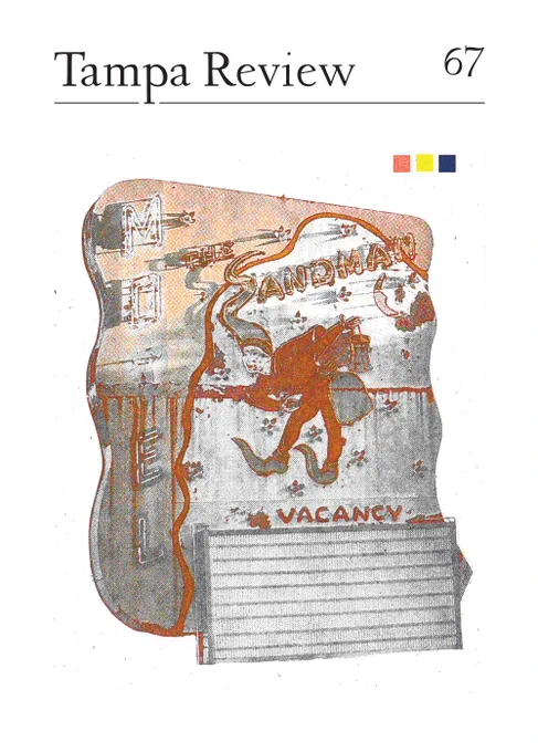 Cover of TAMPA REVIEW issue 67, which shows a print of a sign for the Sandman Motel