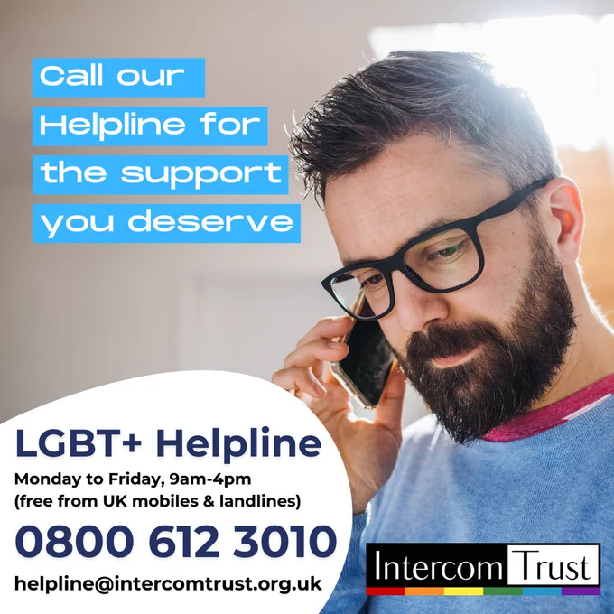[ID: a photo of a person on a phone. Text in a blue text box and a white text box reads as captioned above. The Intercom logo is in the bottom right-hand corner of the screen.]