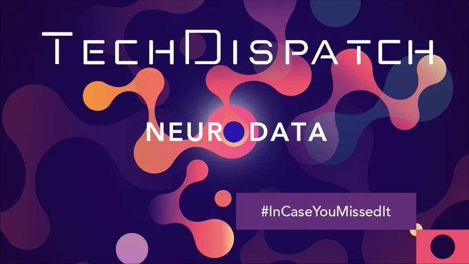 Violet, pink and yellow visual to illustrate the techdispatch report on neurodata