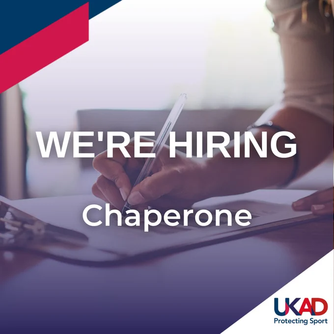 Graphic of someone signing a form that reads "we're hiring - chaperone"