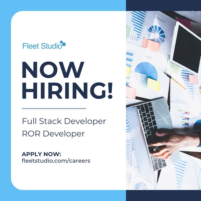 Now Hiring Full Stack Developer and ROR Developer. Apply Now: fleetstudio.com/careers