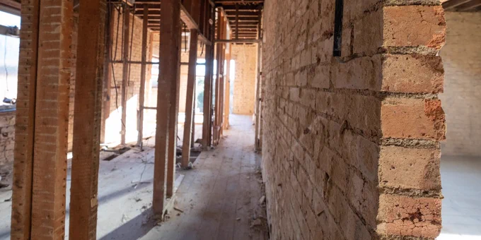 Building work underway in a suburban Edwardian house