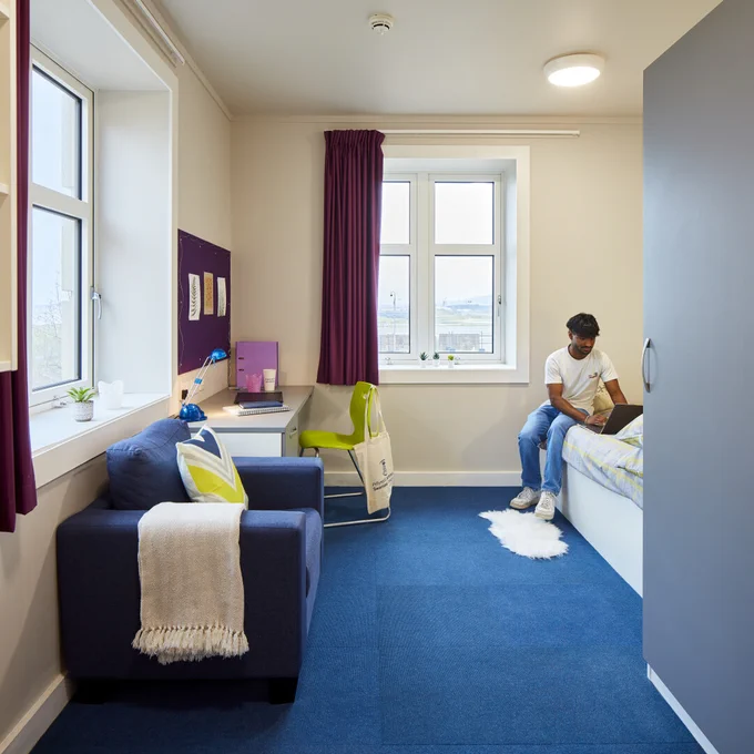 Student studying in room