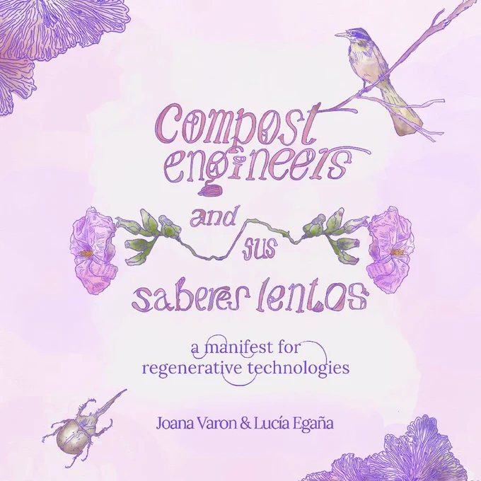 cover of the manifesto with the title of the text and drawings of elements of nature: a bird, a beetle and flowers