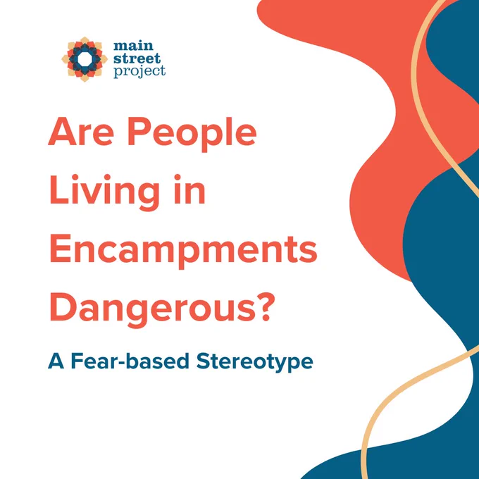 Image with text that reads "Are people living in encampments dangerous?"