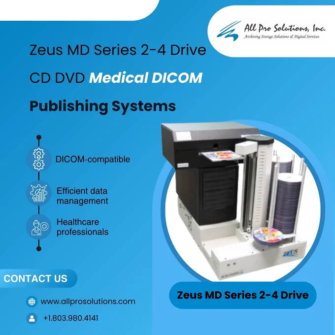 Discover the Zeus MD Series 2-4 Drive CD DVD Medical DICOM Publishing Systems. Efficient and reliable disc publishing for healthcare professionals. Improve patient care with smooth data management.